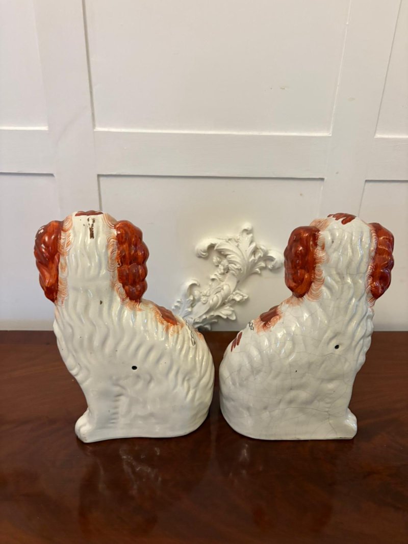 Pair of Antique Staffordshire Spaniel Dogs